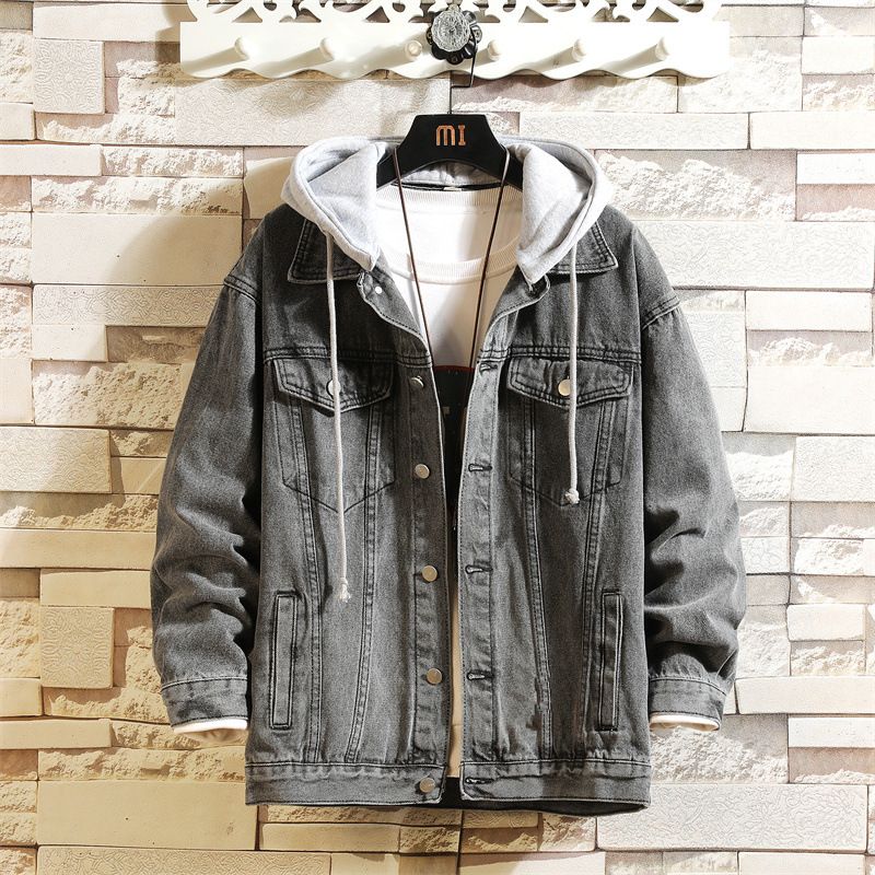 Northfold Hooded 2023 New Korean Style Plus Size Color Block Men's Couple Loose Casual Coat Denim Jacket Wholesale_mkmklike.com