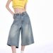 Vintage High-Waisted Denim Shorts For Women – Distressed Washed Wide Leg Cropped Pants, Casual Streetwear, Summer Comfort_mkmklike.com