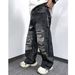 Men's High Street Vintage Washed Distressed Straight Leg Jeans With 3D Print, Loose Fit, Retro Denim Pants For Casual Wear_mkmklike.com