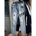 Men's Slim Fit Straight Leg Jeans Autumn Winter Trendy Brand Letter Embroidery Skinny Denim_mkmklike.com