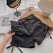 Women's High-Waisted Slim Fit Denim Shorts Summer A-Line Trendy Drawstring Elastic Hot Pants Fashionable And Sexy_mkmklike.com