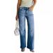 Independent Website Foreign Trade Light-colored Simple Women's Jeans Cross-border Washed High-waisted Wide-leg_mkmklike.com