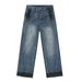 Men's Distressed Washed Wide-Leg Jeans With Hand-Painted Details | Loose Fit Straight Denim Pants For Streetwear & Casual Style_mkmklike.com