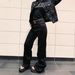Plus Size Rhinestone Embellished Jeans For Women – High Waisted Straight Leg Denim Pants With Vintage Wash (Fall Streetwear Collection)_mkmklike.com