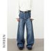 Men's Clothing American High-street Style Lightning Stripe Washed Denim Jeans For Men, Trendy, Versatile, Loose-fitting Straight Leg Trousers_mkmklike.com