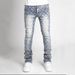 2026 Fashion Jeans Youth/Men Cotton Mid Waist Elasticity Diamond Inlaid Straight Type Stacking Denim Pants_mkmklike.com