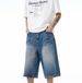 Unisex Retro Washed Distressed Cropped Denim Shorts High Street Style Wide Leg Mid-Length Pants Loose Fitting_mkmklike.com