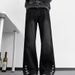 Men's Retro Blue Flared Jeans High Street Style Washed Distressed Loose Straight Leg Wide Leg Trousers_mkmklike.com