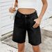 K New Straight Leg Casual Frayed Denim Shorts For Women_mkmklike.com