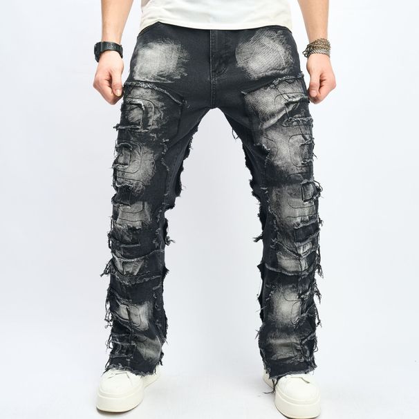Men's Clothing Slim Fit Bootcut Trousers Men's Hip Hop High Street Men's Jeans_mkmklike.com