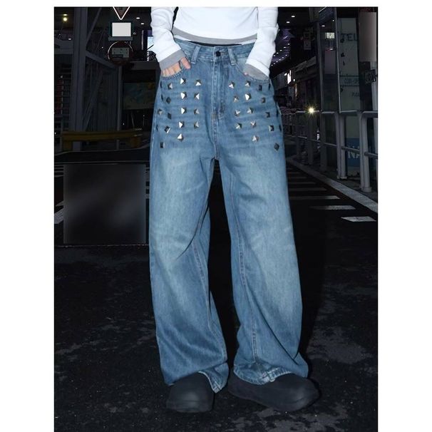 Vintage Studded & Whiskered Wide-Leg Jeans – Unisex Relaxed Fit Retro Denim Pants (S-3XL)_mkmklike.com