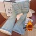Women's Clothing Retro Slim Fit Jeans Fleece Lined High Waist Autumn Winter Loose Fit Slimming Tight Fitting Horseshoe Pants_mkmklike.com