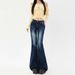 ELLE Wholesale Dropshipping American Low Waist Retro Hot Girl Dark Blue Slim Fit Stretch Flar Jeans Women Long Pants_mkmklike.com