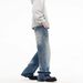 Design Sense: Lightning Patterned Jeans For Men In Spring And Summer, Washed With American Style, Slightly Flared Pants,_mkmklike.com