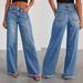 raw edge jeans for women high-waisted wide-leg trousers loose washed jeans_mkmklike.com