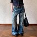 Retro Washed Distressed Ripped Patched Whisker Jeans Straight Leg Loose Fit For Men And Women Stylish Denim_mkmklike.com