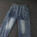 Retro Workwear Jeans For Men - Multi-Pocket Wide Leg Denim Pants With Draped Straight Cut, High Street Fashion Staple_mkmklike.com