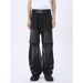 Men's Retro Washed Straight-Leg Jeans - Loose Fit Cargo Pants, Solid Color Hong Kong Style Denim For Casual & Streetwear_mkmklike.com