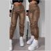 Women's Clothing Motorcycle Zipper Pleated Pocket Fashion PU Casual Patch Pocket Tight Leg Pants_mkmklike.com