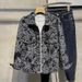 Cashew Flower Denim Jacket Men's Retro Loose Couple Jacket Trendy Brand_mkmklike.com