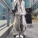 Streetwear Distressed Jeans – Vintage Washed Grey Paint Splatter & Wide-Leg Baggy Pants | Unisex 90s Grunge Aesthetic_mkmklike.com