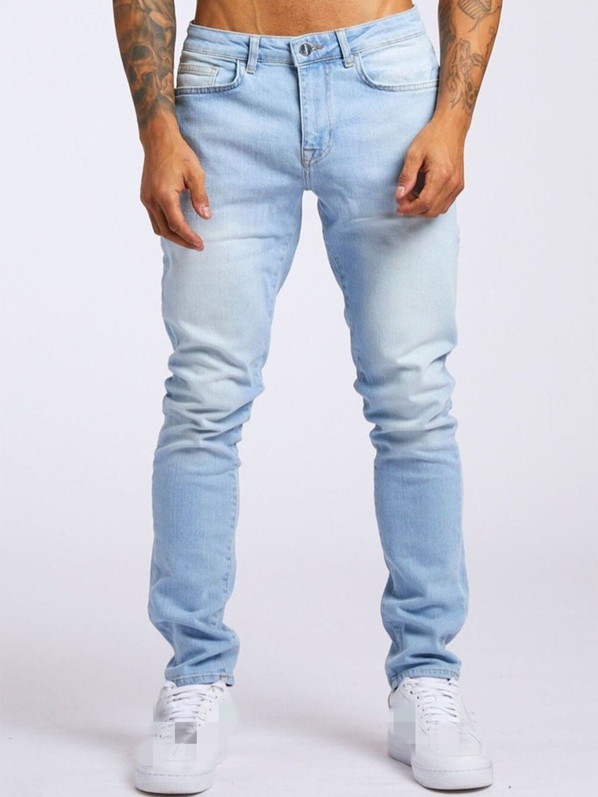New European And American Style Men's Jeans - Trendy Black High-waisted Skinny Jeans For Men_mkmklike.com