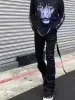 Dark Style Men's Jeans Hanrted Wax Coating Slim Fit Flared Youth Faion High Waist Button Closure Wear Resistant Long_mkmklike.com