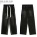 Black Retro Denim Jeans, Trendy High Street Style, Wide Leg, American Style Straight Leg Trousers For Men._mkmklike.com