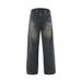 Men's Relaxed Fit Straight Leg Jeans – Semi-Button Waist & Vintage Wash (S-XXXL)_mkmklike.com