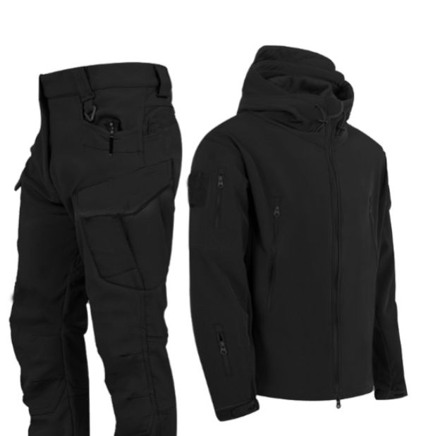Men's Clothing 2024 Outdoor Sharkskin Soft-Shell Hardshell Suit Men's Windbreak Army Fan Tactical Coat Winter Pile And Thick Climbing Clothing_mkmklike.com