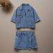 Women's Clothing Short Denim Shirt Double Breasted Denim Skirt Pants Suit_mkmklike.com