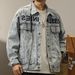 Men's Clothing Plus Size Men's Autumn New Trend Hole Embroidery Denim Jacket Coat Plus Size_mkmklike.com