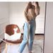 Asymmetric Seam Straight Leg Jeans - High Waist Stretch Denim Pants (Black/Deep Blue/Light Blue/Gray Black/Vintage Blue/Distressed Light Blue)_mkmklike.com