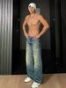Men's Clothing Retro Whiskered Washed Distressed Jeans American Style For Men And Women Clean Fit Sophisticated Straight Leg Loose Fit_mkmklike.com