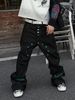 Men's High Street Trendy Hip Hop Cool Washed Ripped Jeans Retro Street Wide Leg Trousers_mkmklike.com