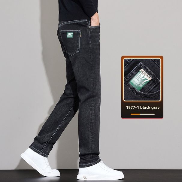 Jeans Men's Thickened Slim-fit Straight Casual Elastic Pants Men's Pants_mkmklike.com
