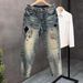Men's Clothing Street Washed Distressed Fashion Jeans Straight Loose High Street Vibe Style Long Pants_mkmklike.com