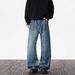 Vintage High-Waisted Distressed Jeans – Retro Wide Leg Denim Pants With Studded Details_mkmklike.com