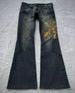 Patchwork Embroidered Jeans For Men And Women Retro Style Y2K Dark Tribal Casual Flared Pants_mkmklike.com