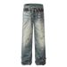 Nordmann American High Street Vibe Style Ink Splash 3D Printed Floral Jeans For Men Ins Loose Straight Wide-Leg Pants Trendy_mkmklike.com