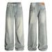 Men's Clothing Retro Trend Unisex Street Washed Bamboo Pattern Loose Men's Straight Jeans_mkmklike.com