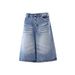 Unisex Vintage Washed Denim Capri Pants Relaxed Straight Leg Jeans for Hip-Hop Streetwear_mkmklike.com
