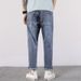 Large Size Jeans Men's Loose Elastic Pants Men's Summer Trendy Plus Fat Plus Size Nine-point Harlan Jeans_mkmklike.com