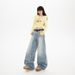 YC&American Retro Loose High-waisted Wide-leg Jeans Distressed Details, Versatile For Autumn And Winter, Women's Long_mkmklike.com