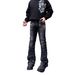 Vintage High-Waisted Flared Jeans – 70s Retro Pleated Denim For Men & Women (S-3XL, Washed Black, Stacked Silhouette)_mkmklike.com