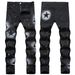 2023 Spring New Men's Black Jeans Trendy Personality Painted Skinny Stretch Slim Mid-Waist Pants_mkmklike.com