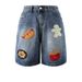 Men's Retro Cartoon Terry Cloth Embroidered Denim Shorts Summer Casual Loose Straight Wide Leg Five-Point Pants_mkmklike.com
