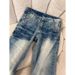 ELLE American Style Simple Flared Low Waist Jeans 2025 New Straight Slimming Floor-Length Design Versatile One Piece_mkmklike.com