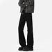 Cleanfit Spring And Autumn Stretch Black Curved Hem Flared Jeans For Men, Vibe American Style Slim Straight Pants_mkmklike.com