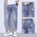 Light-colored Loose Jeans Stretch Casual Men's Thin Harem Trendy Brand Cropped Pants_mkmklike.com